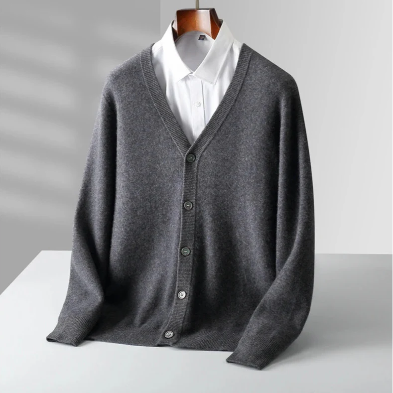 Men's Cashmere Cardigan Heather Gray
