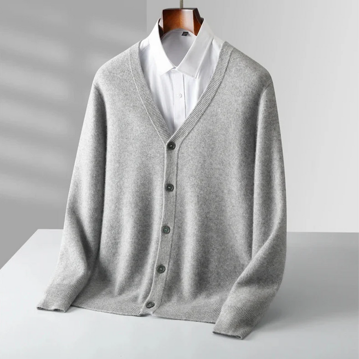 Men's Cashmere Cardigan Light Gray