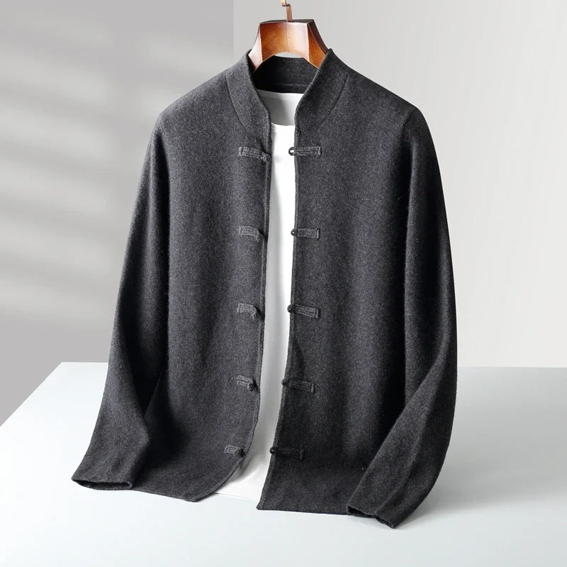 Men's Cashmere Cardigan - Luxurious Comfort and Style Dark Gray