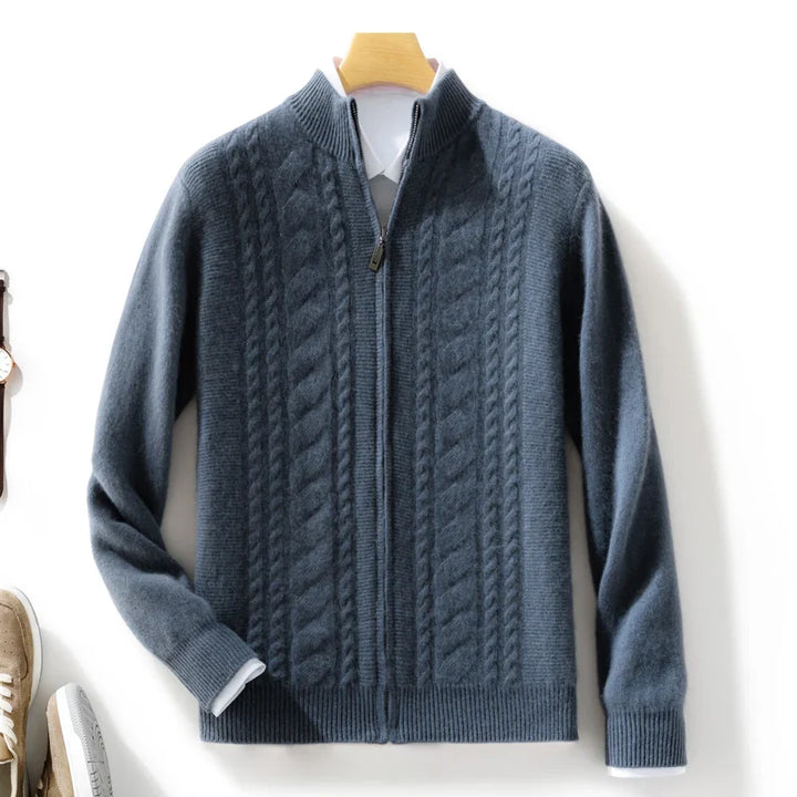 Men's Cashmere Cardigan - Luxurious Soft Knit Sweater Blue Gray