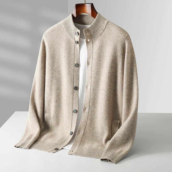 Men's Cashmere Cardigan - Luxurious Soft Knit Sweater Beige