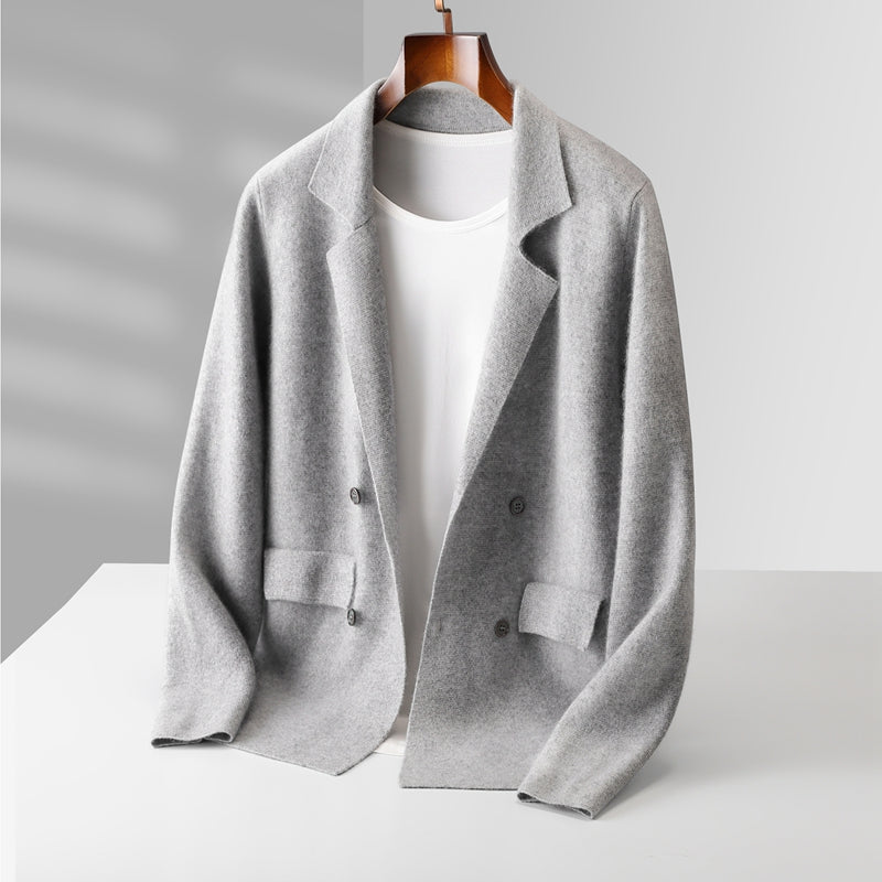 Men's Cashmere Cardigan - Luxurious Soft Knit Sweater Light Gray