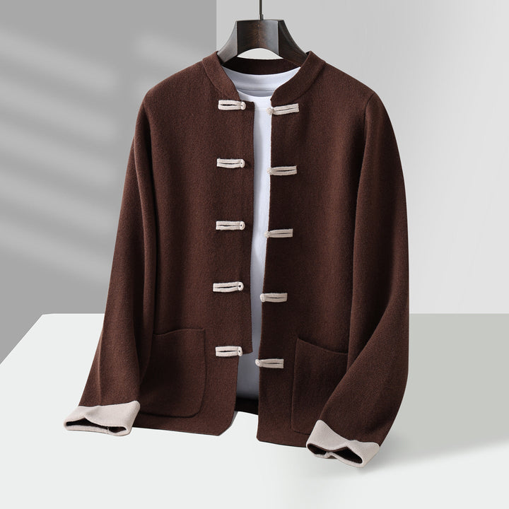 Men's Cashmere Cardigan - Luxurious Soft Knit Sweater Brown