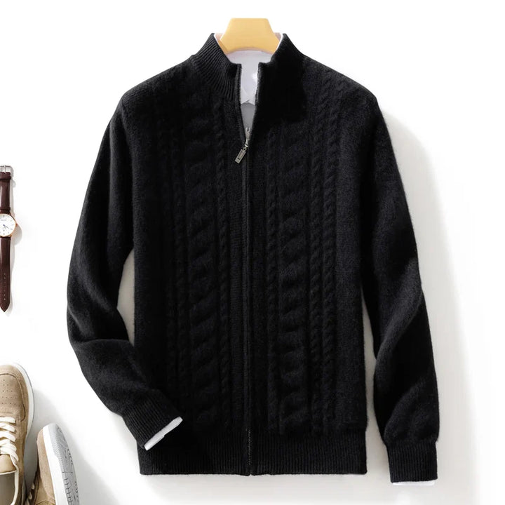 Men's Cashmere Cardigan - Luxurious Soft Knit Sweater Black