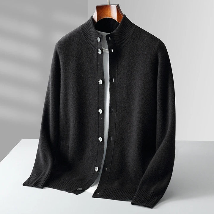 Men's Cashmere Cardigan - Luxurious Soft Knit Sweater Black
