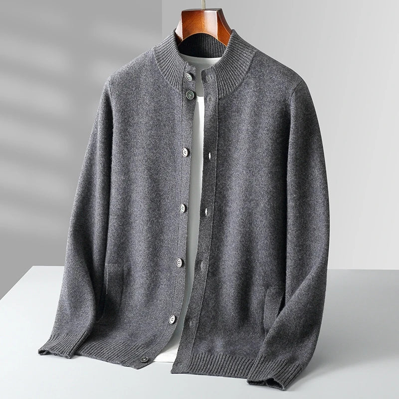 Men's Cashmere Cardigan - Luxurious Soft Knit Sweater Heather Gray