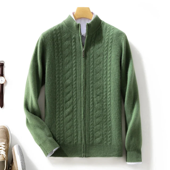 Men's Cashmere Cardigan - Luxurious Soft Knit Sweater Green
