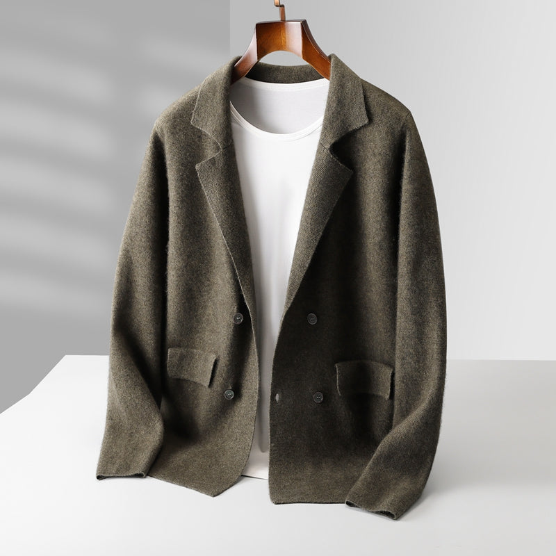 Men's Cashmere Cardigan - Luxurious Soft Knit Sweater Olive