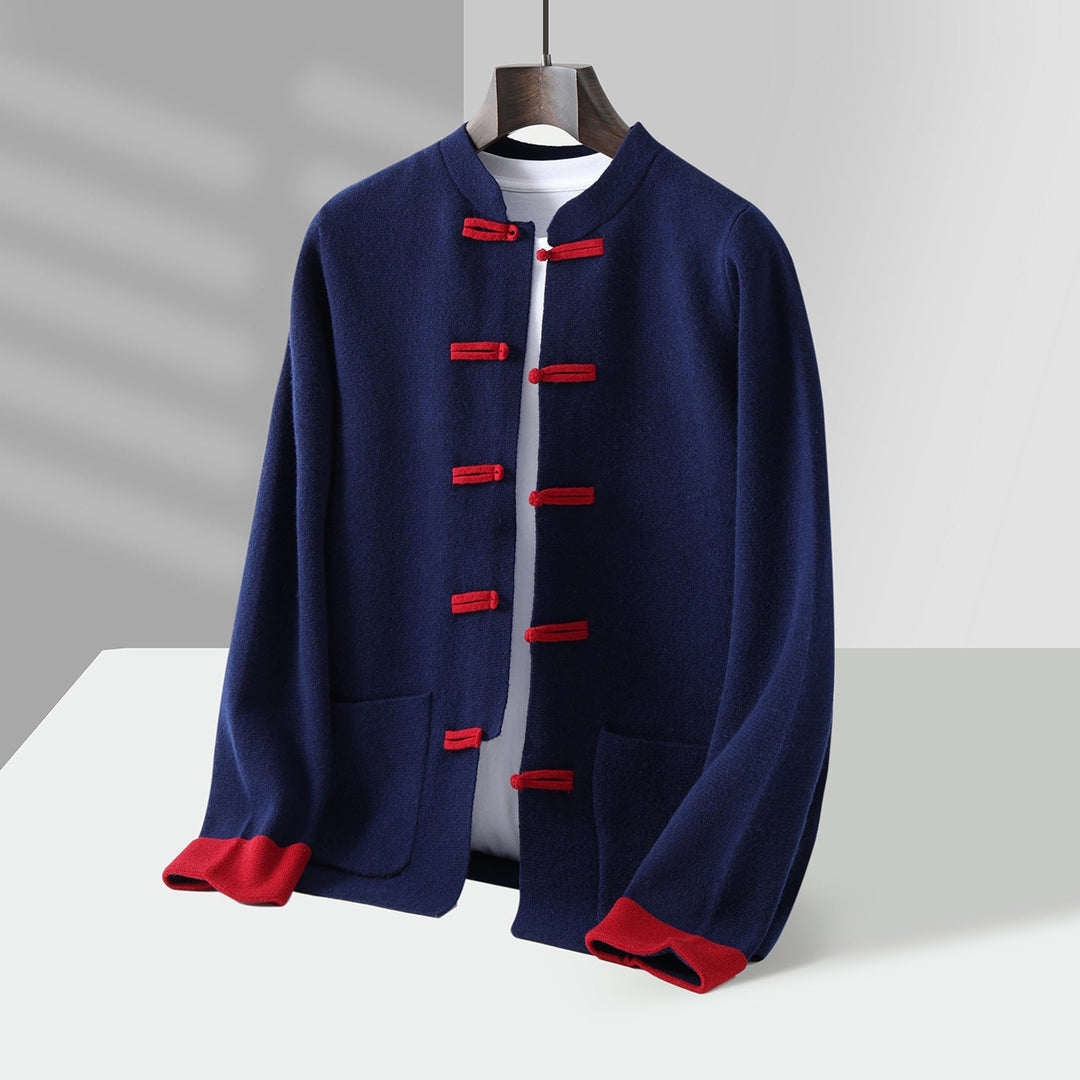 Men's Cashmere Cardigan - Luxurious Soft Knit Sweater Navy Blue
