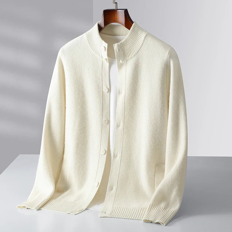 Men's Cashmere Cardigan - Luxurious Soft Knit Sweater White