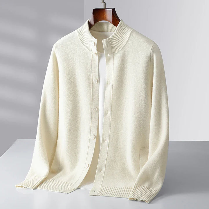 Men's Cashmere Cardigan - Luxurious Soft Knit Sweater White
