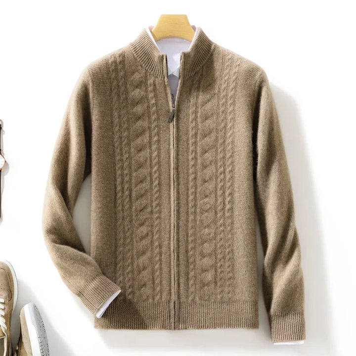 Men's Cashmere Cardigan - Luxurious Soft Knit Sweater Camel