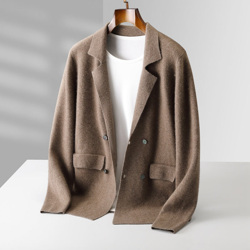 Men's Cashmere Cardigan - Luxurious Soft Knit Sweater Camel