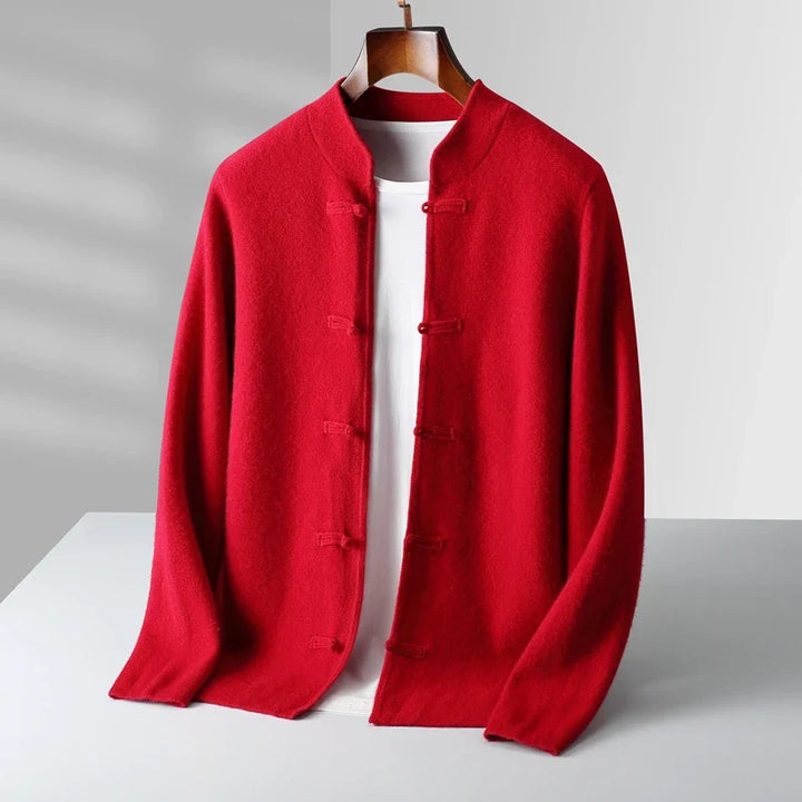 Men's Cashmere Cardigan - Luxurious Warmth and Style Red