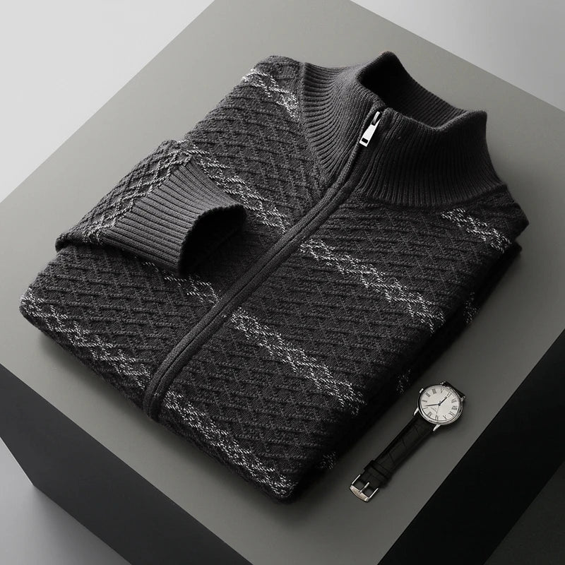 Men's Cashmere Cardigan - Naples Style Black