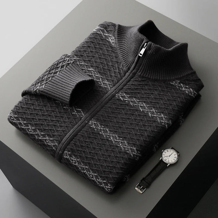 Men's Cashmere Cardigan - Naples Style Black
