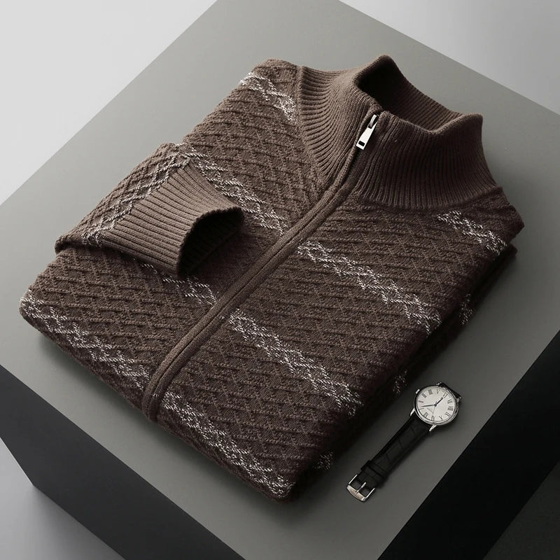 Men's Cashmere Cardigan - Naples Style Brown