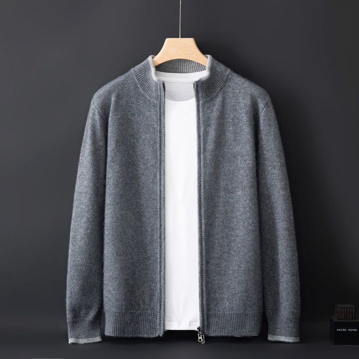 Men's Cashmere Cardigan in Amalfi Style Charcoal Gray