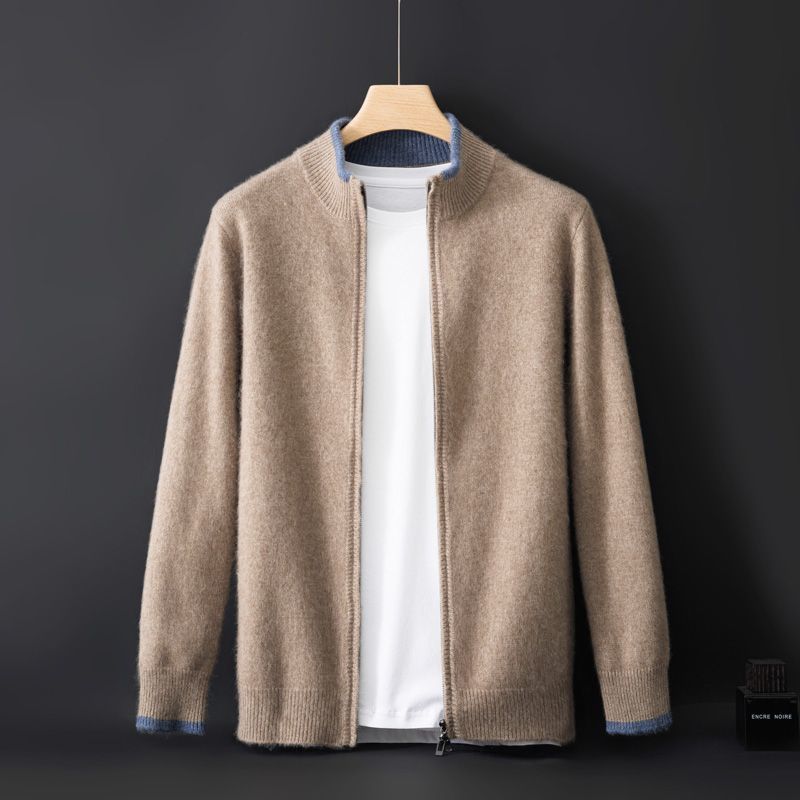 Men's Cashmere Cardigan in Amalfi Style Sandstone