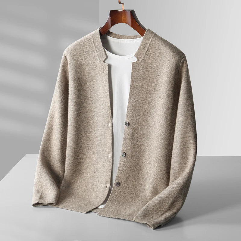 Men's Cashmere Cardigan in Firenze Style Beige