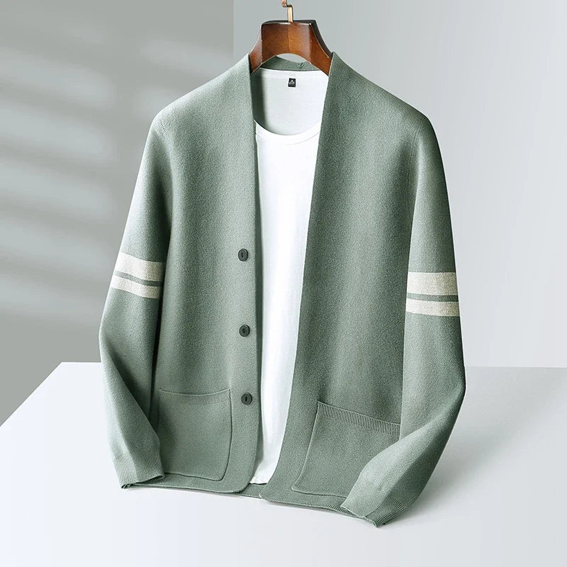 Men's Cashmere Cardigan in Florence Style Sage Green