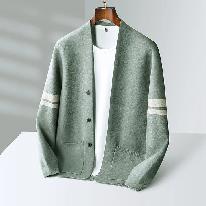 Men's Cashmere Cardigan in Florence Style Sage Green