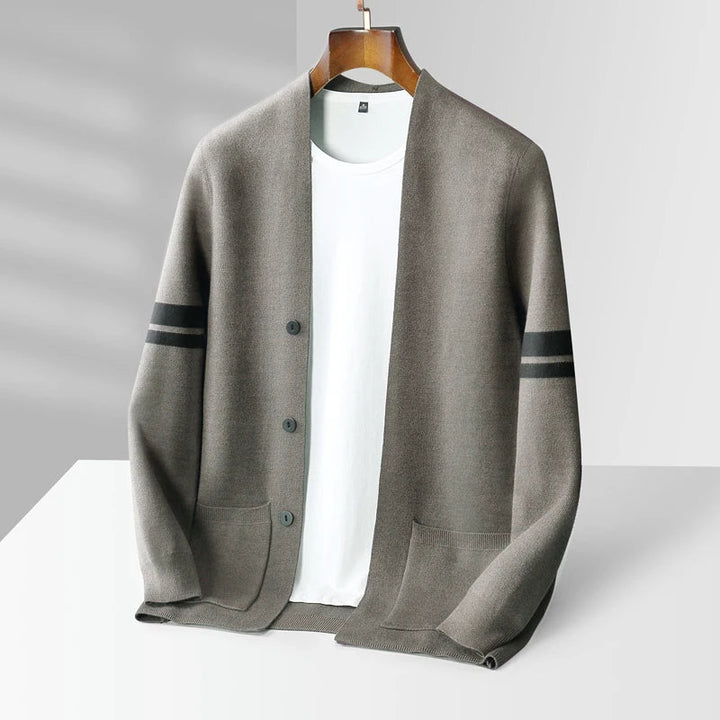 Men's Cashmere Cardigan in Florence Style Stone Gray