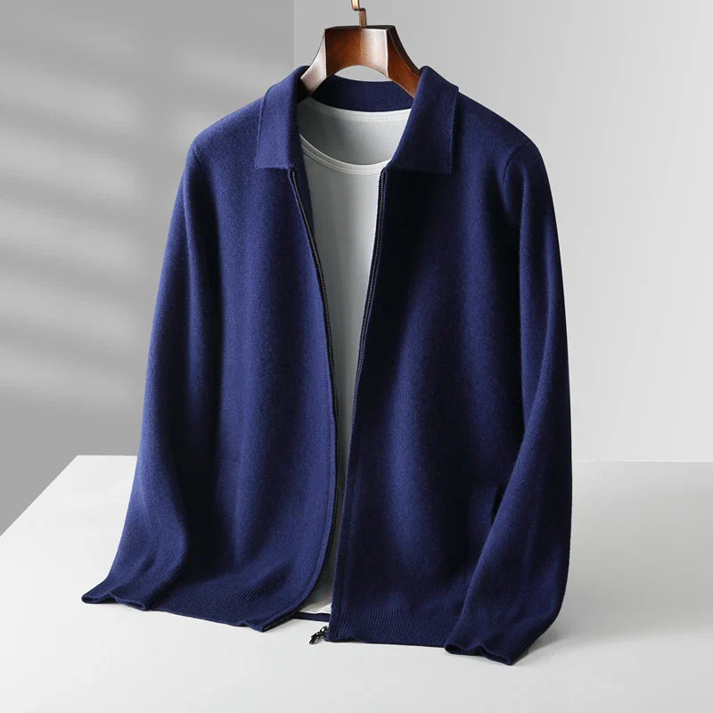 Men's Cashmere Cardigan in Roma Style Royal Navy