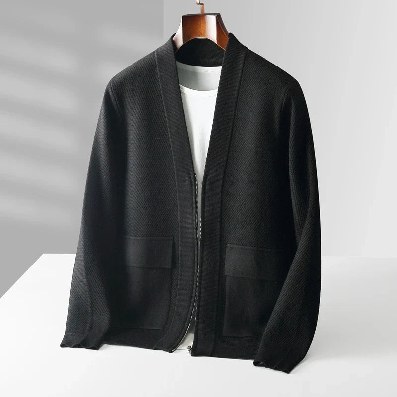 Men's Cashmere Knitted Cardigan Black