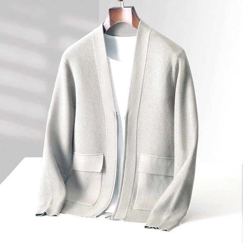 Men's Cashmere Knitted Cardigan Light Gray