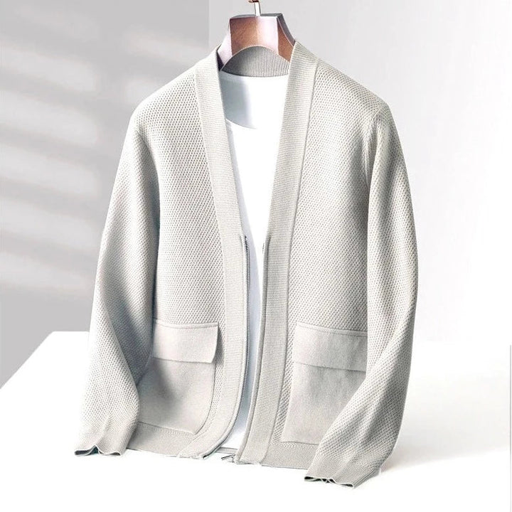 Men's Cashmere Knitted Cardigan Light Gray