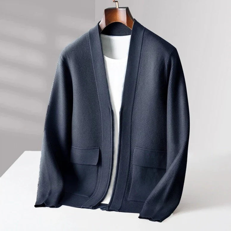 Men's Cashmere Knitted Cardigan Athens Blue