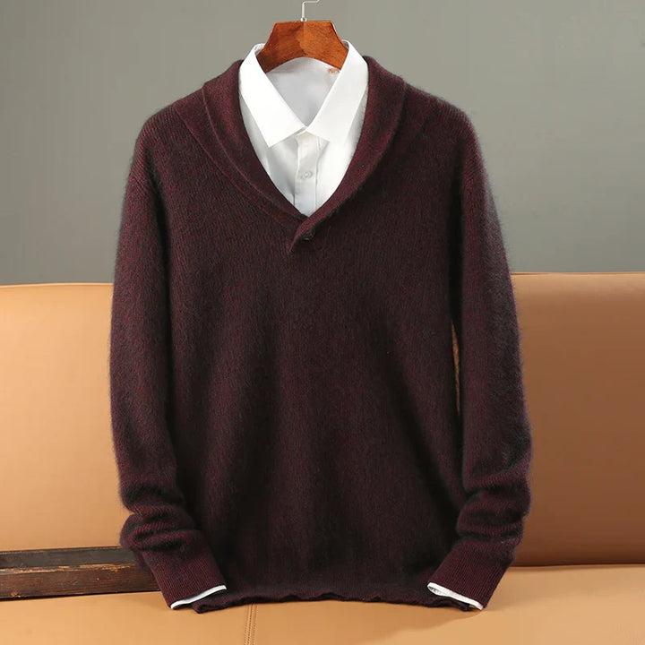 Men's Cashmere Pullover Sweater Burgundy