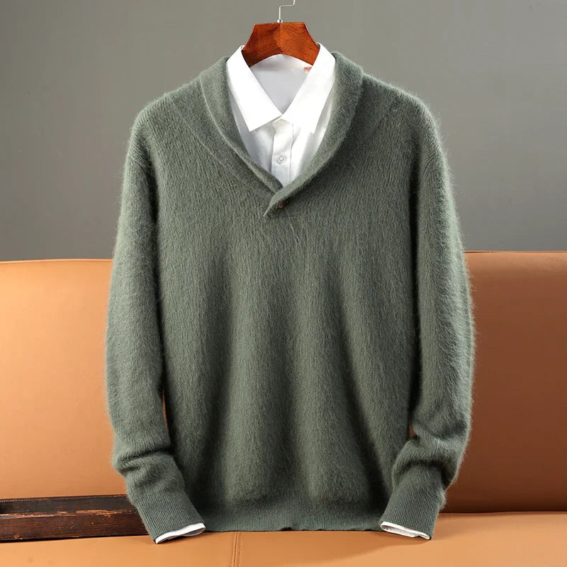 Men's Cashmere Pullover Sweater Army Green
