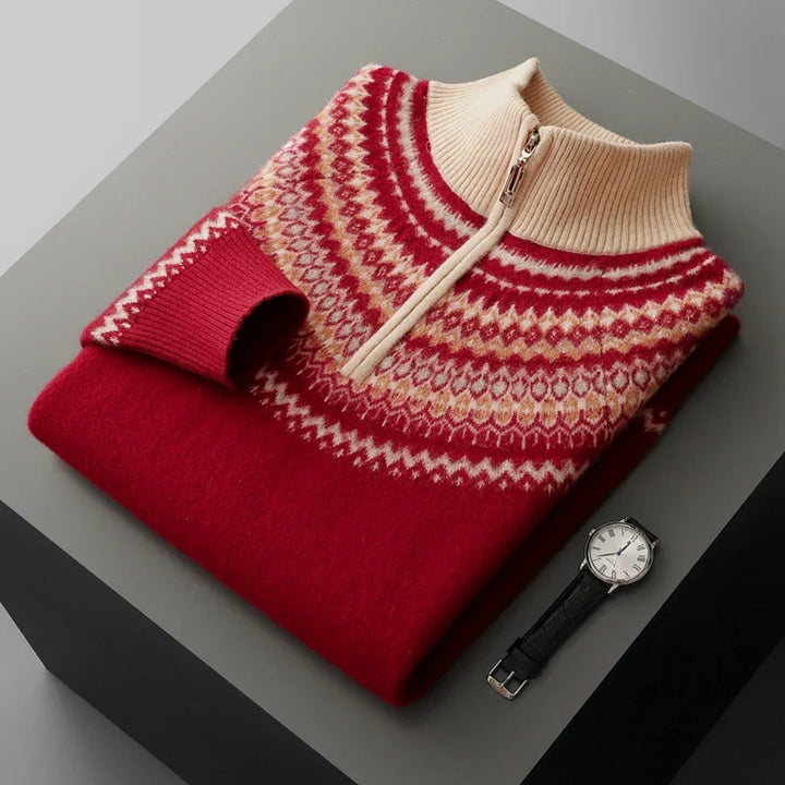 Men's Cashmere Sweater - Alpine Style Red