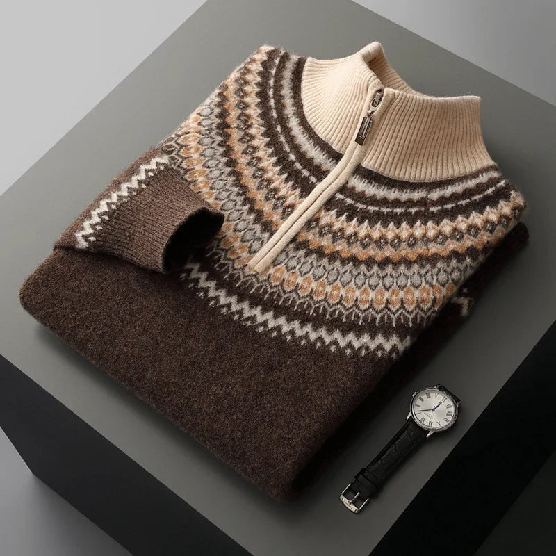 Men's Cashmere Sweater - Alpine Style Brown