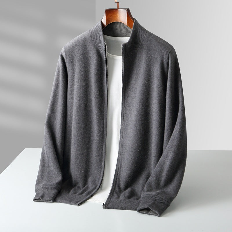Men's Cashmere Zip Cardigan Gray
