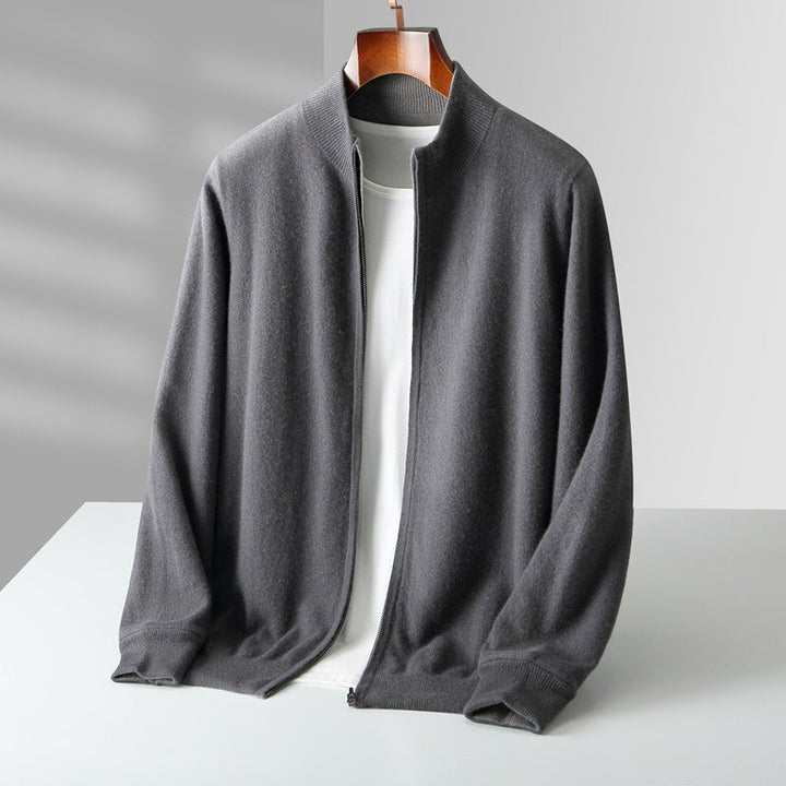 Men's Cashmere Zip Cardigan Gray