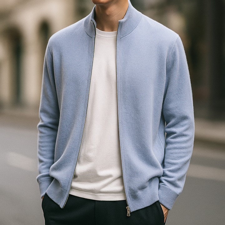 Men's Cashmere Zip Cardigan