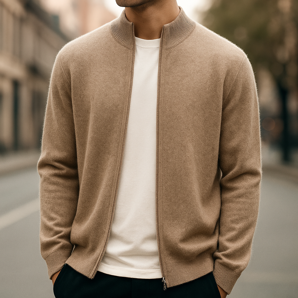 Men's Cashmere Zip Cardigan
