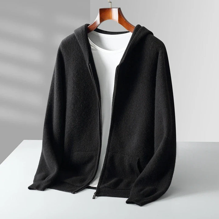 Men's Cashmere Zip Hoodie Black
