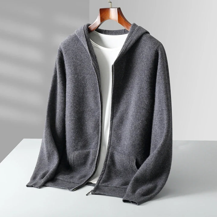 Men's Cashmere Zip Hoodie Dark Gray