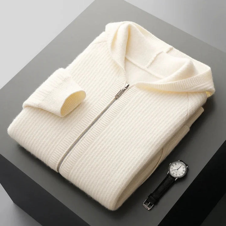 Men's Cashmere Zip Hoodie - Sorrento Style White
