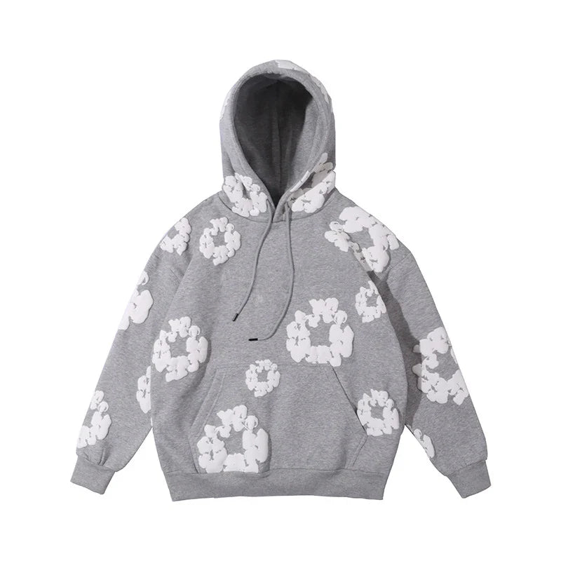 Men’s Casual Denim Tears Hoodie – Soft Hooded Sweatshirt Grey