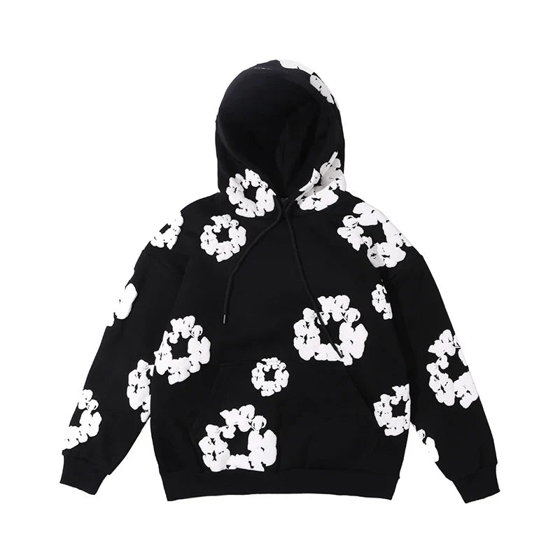 Men’s Casual Denim Tears Hoodie – Soft Hooded Sweatshirt Black