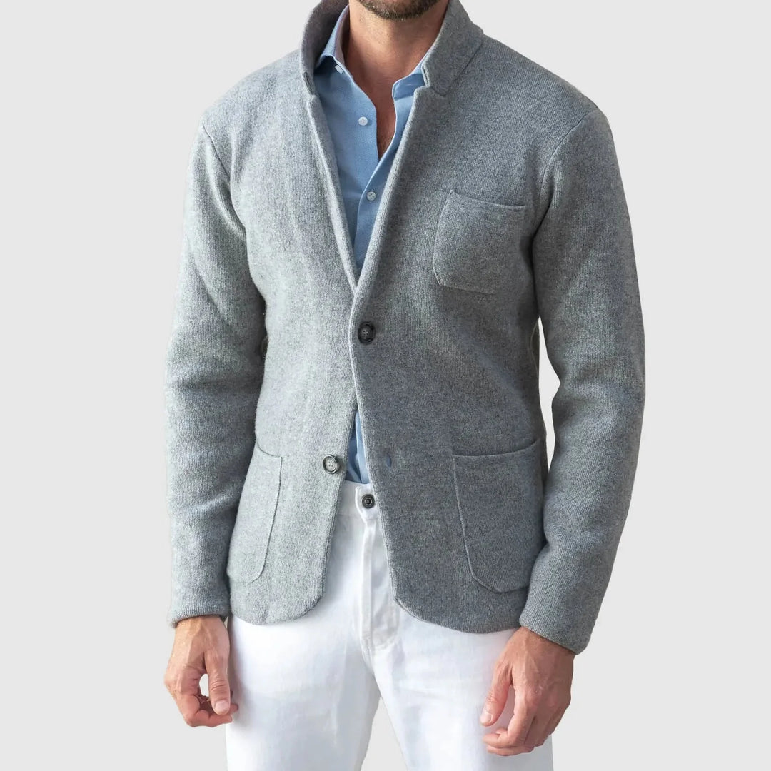 Men's Casual Knit Blazer with Buttons-MODAUTLET