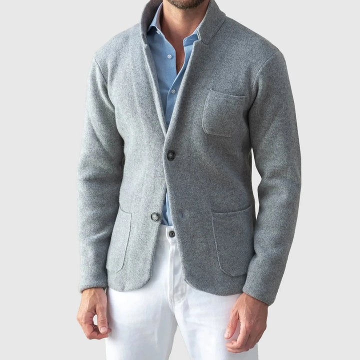 Men's Casual Knit Blazer with Buttons-MODAUTLET