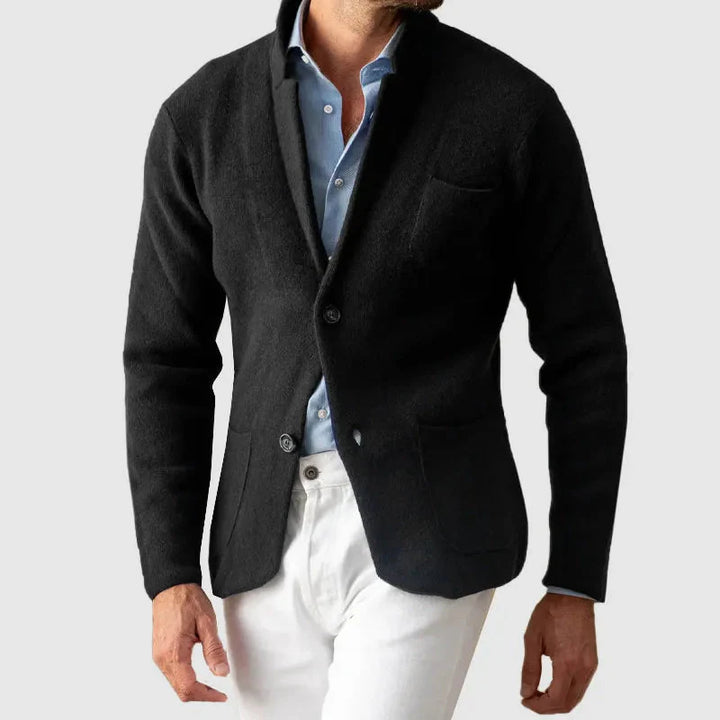 Men's Casual Knit Blazer with Buttons-MODAUTLET