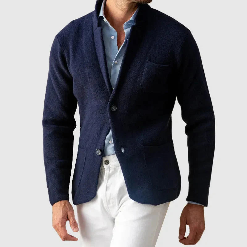 Men's Casual Knit Blazer with Buttons-MODAUTLET