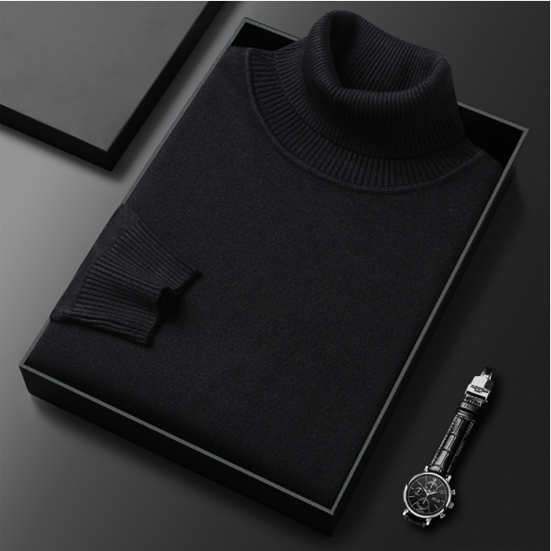 Men's Casual Knit Sweater - Soft, Warm, and Comfortable for Daily Wear BLACK